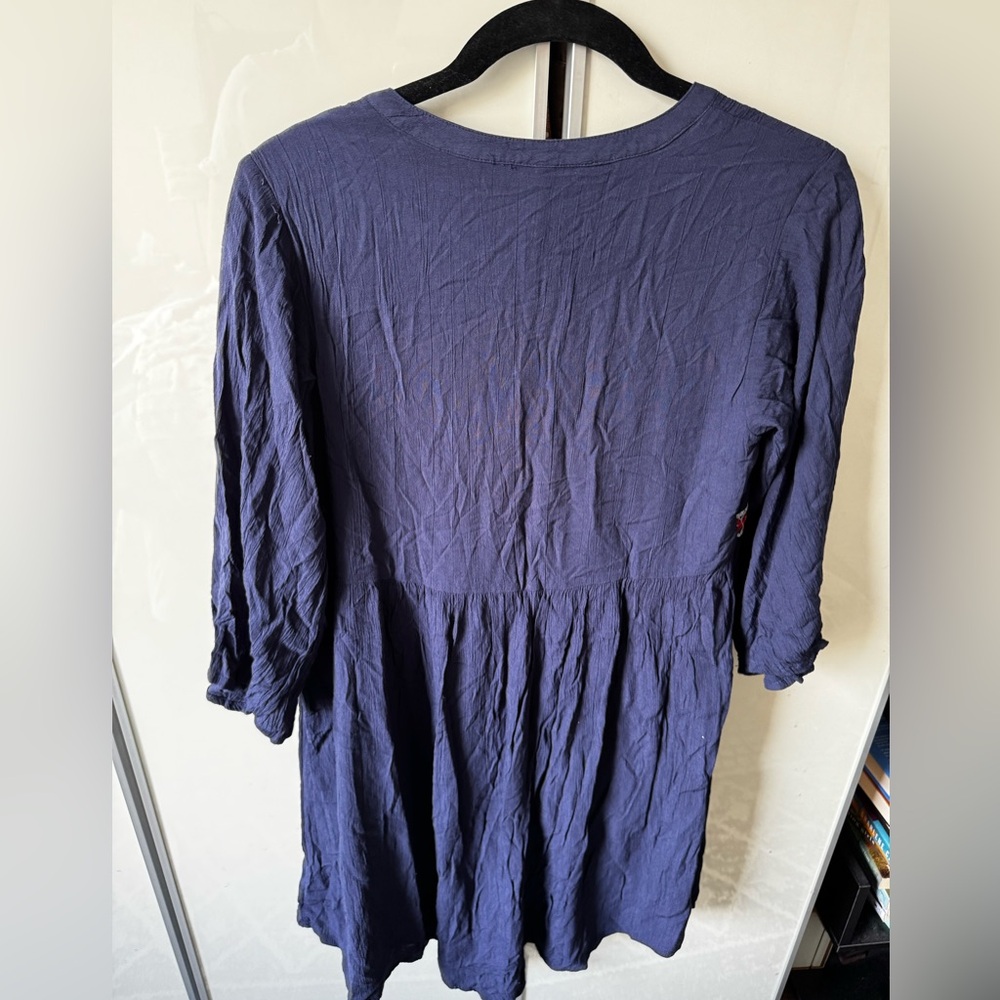 Old Navy | Bohemian Embroidered Swing Dress w/ Tassels, Navy and Red | Small - Picture 5 of 12
